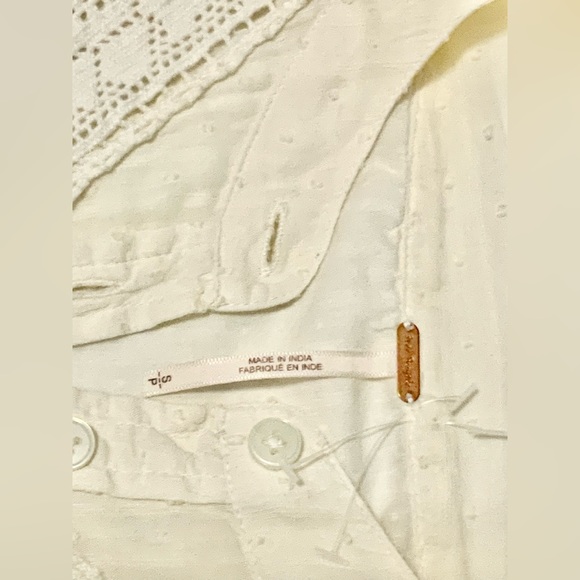 NWOT Free People Short Sleeve Button-Down Shirt Ivory S - Picture 10 of 10